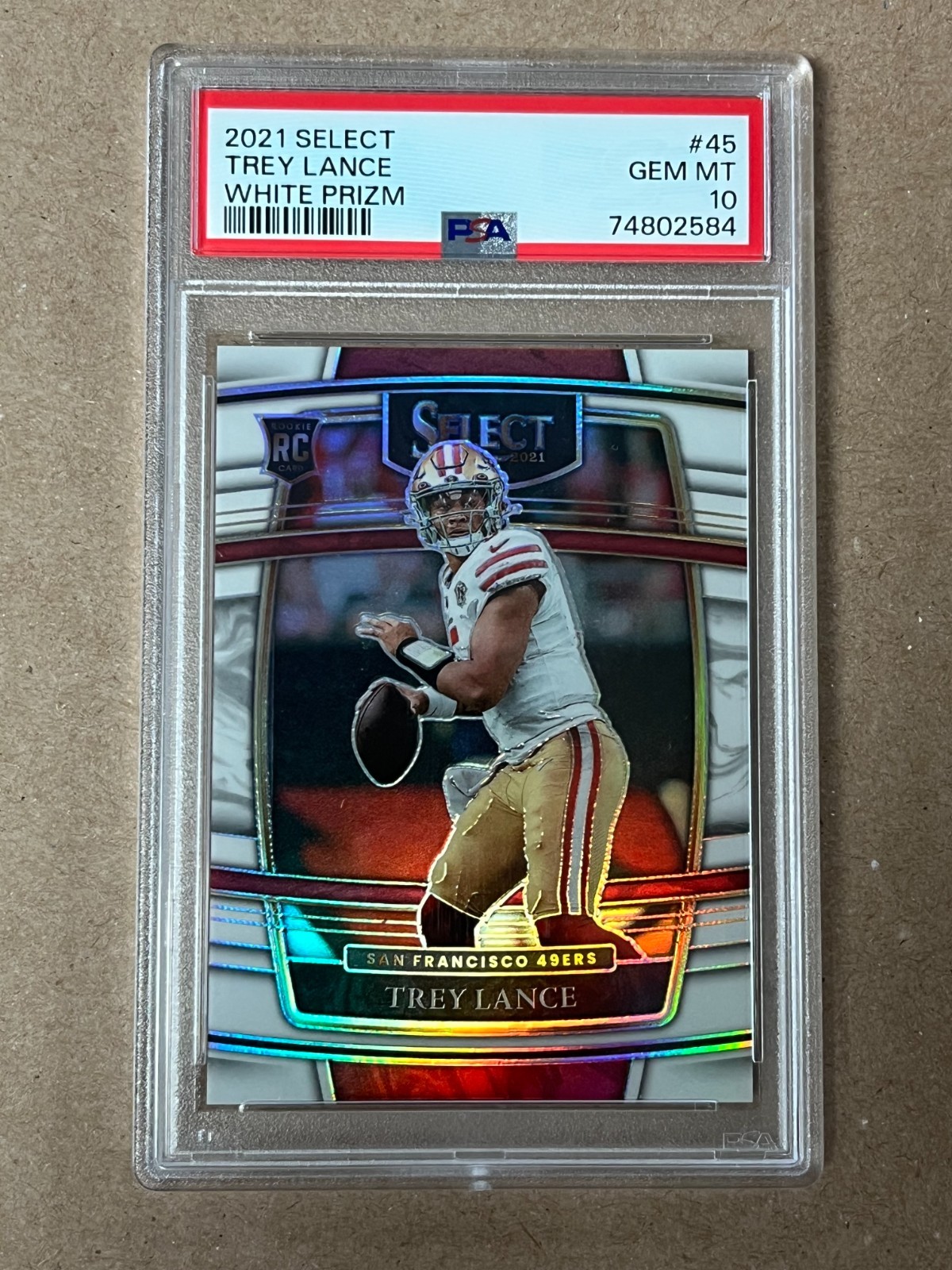 2021 Panini Select Concourse Trey Lance #45 White Prizm /35 49ers PSA 10