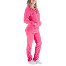 Velour Tracksuit Womens 2 Pieces Joggers Outfits Jogging Large Coral
