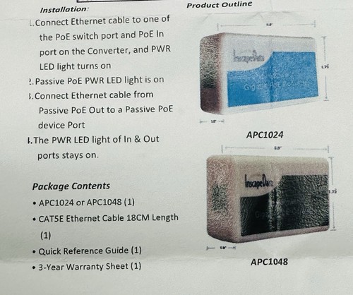 NEW Gigabit 48V Active to Passive PoE Converter 15W Out 15kV LinkPower APC1048V2 - Picture 5 of 6
