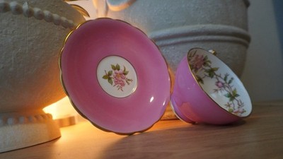 Vintage  Adderley Pink/White Floral Porcelain Coffee Cup & Saucer Set, Gold Trim