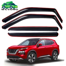 In-Channel Window Visors Rain Guards Kit Smoke Tinted For Nissan Rogue 2021-2025