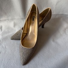 Fioni Night Womens Gold Silver Glitter Pointed Toe Pumps Stiletto Heels Size 11