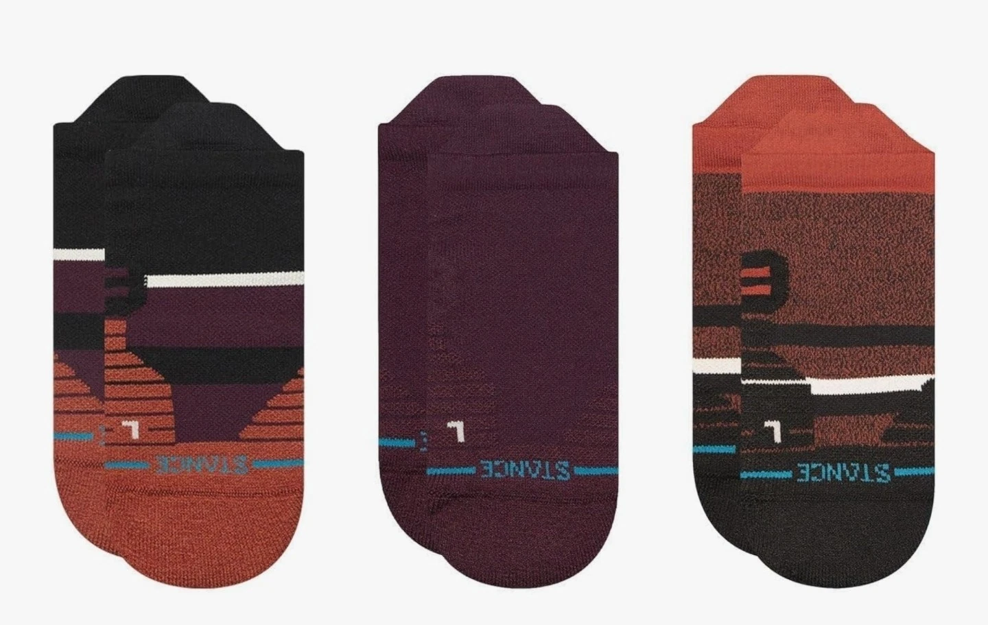 Stance Performance 3pack Ankle Socks Burgundy Color Men's Medium
