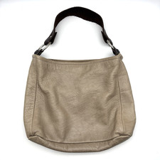 Vintage 90s Y2K CAPISCE Taupe Pebble Genuine Leather O-ring XL Hobo Bag 16x12x4"