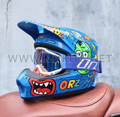 Fox Style Blue Orz Motocross Offroad Helmet 2026 Dirt Bike Enduro BMX Helmets