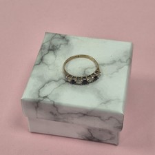 Vintage 9ct Yellow Gold Black Sapphire White Stone Half Eternity Band Ring Uk N