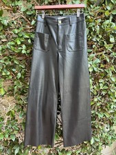 Zara Faux Leather Pants Jeans Womens Black Wide Leg Quiet Luxury Size 4
