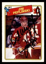 1988 OPC O-Pee-Chee Hockey #243 Jim Peplinski Signed Autograph (no COA)
