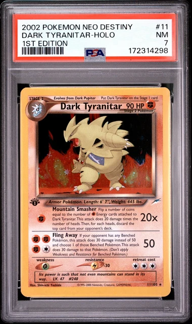 2002 Pokemon Dark Tyranitar 1st Edition #11 Neo Destiny Holo PSA 7 New Cert