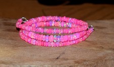 AAA Natural Ethiopian Wello Fire Pink Opal Gemstone Beads 16''Necklace