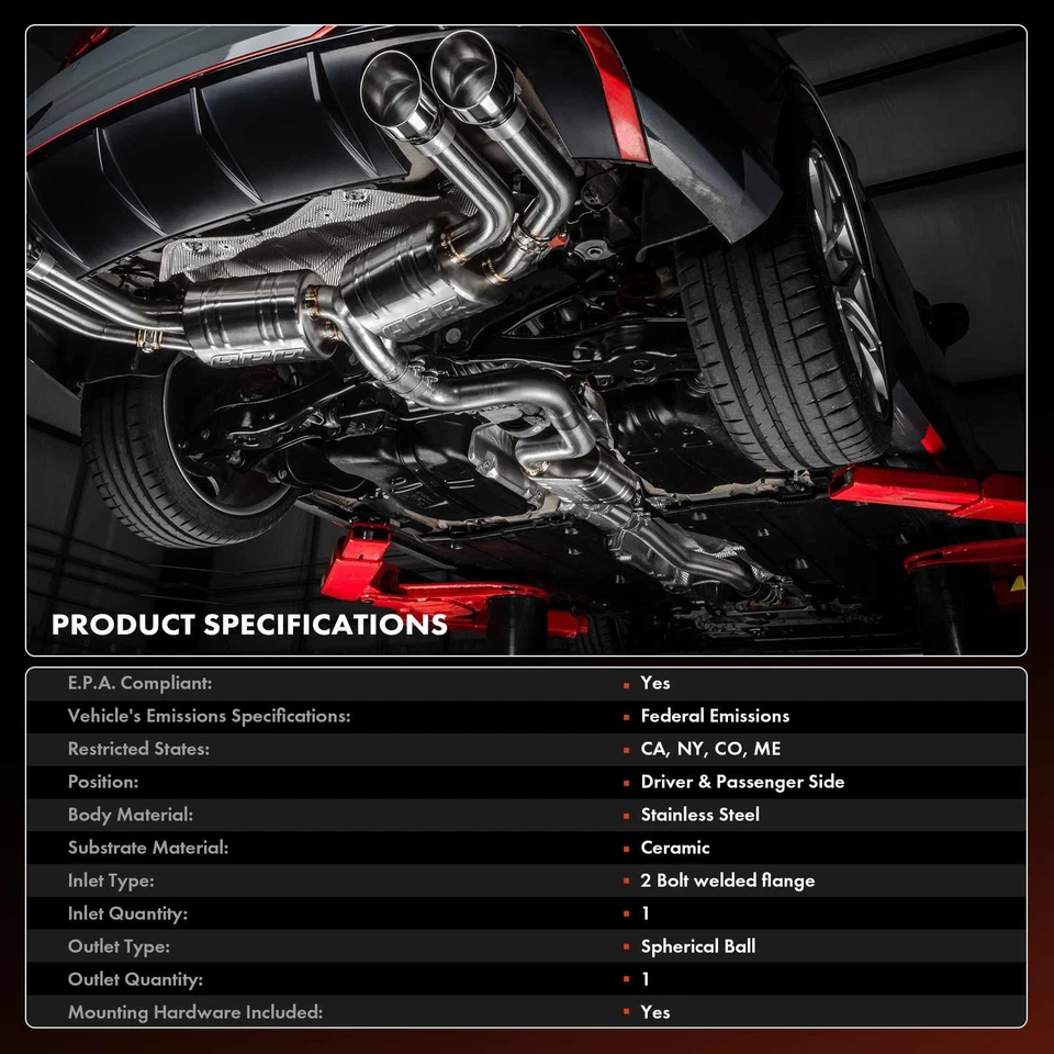2x Conversor Catalítico Lateral de Motorista e Passageiro para Ford Mustang 2011-2014 5.0L - Imagem 3 de 4