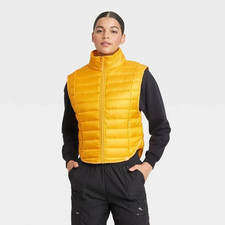 JoyLab Women's Quilted Puffer Vest Yellow Size XS