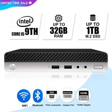 HP Mini Desktop Computer PC, Up to i5 9TH 32GB RAM 1TB SSD,Windows 11,WiFi BT