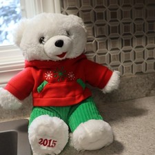 2015 Dan Dee Snowflake Christmas TEDDY BEAR Boy White Plush w/Red Hoodie 20"