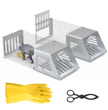 2Pcs Humane Mouse Trap Cage No Assembly Need Automatic Continuous Rat Trap