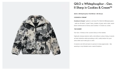 L - QILO x WHITE PHOSPHOR GEN II (2) COOKIES & CREAM SHERPA FLEECE JACKET NEW image 4