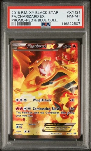 2016 POKEMON XY BLACK STAR PROMO RED & BLUE COLL FULL ART/CHARIZARD EX PSA 8