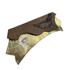 Vintage Designer Handbag Yudit M Los Angeles Crocodile Gold Leather Clutch GLAM