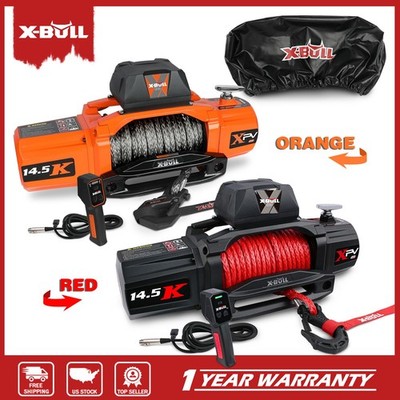X-BULL 12V Electric Winch 14500LB Synthetic Rope 4WD Trailer Jeep Wireless&Wired