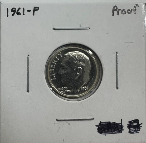 1961 Roosevelt Silver Proof Dime 10C - US 90% Silver Coin