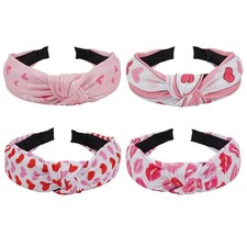 4-Piece Love Heart Knotted Headbands Set Valentine Day Hair Accessories Women
