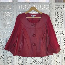 Vtg Nygard Red Leather Snap Button Jacket Sz 3X Mod Retro Cherry Rockabilly