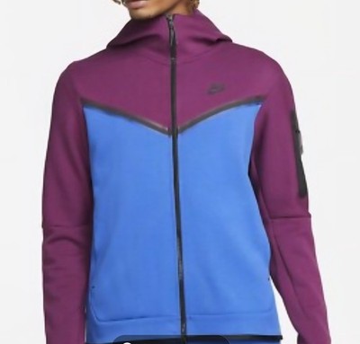 Nike Sportswear Tech Fleece FullZip Hoodie Sangria Purple Blue CU4489-610 Size L