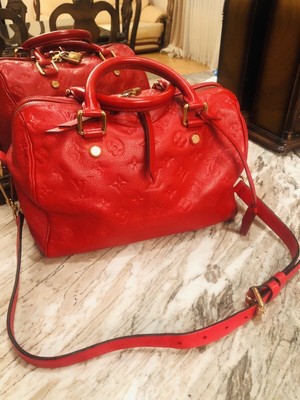 LOUIS VUITTON Empreinte Speedy Bandouliere 25 Hand Bag Red M40758 | eBay