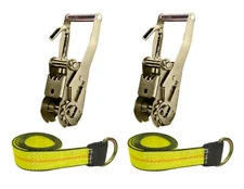 8' Lasso Strap with Finger J Hook Ratchet 2 x 8 ft Tie Down Car Carrier (2 Pack)