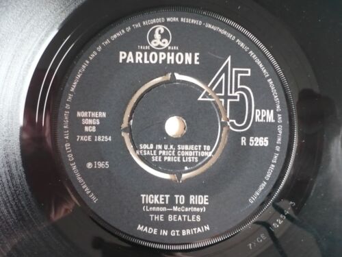 The Beatles Ticket To Ride 7" Vinyl UK 1965 Parlophone 1st Press 3/2 KT Single - Imagen 3 de 8