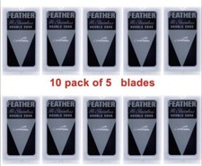 50PC FEATHER MADE IN JAPAN Platinum Double Edge Safety Razor Shaving Blades DE R