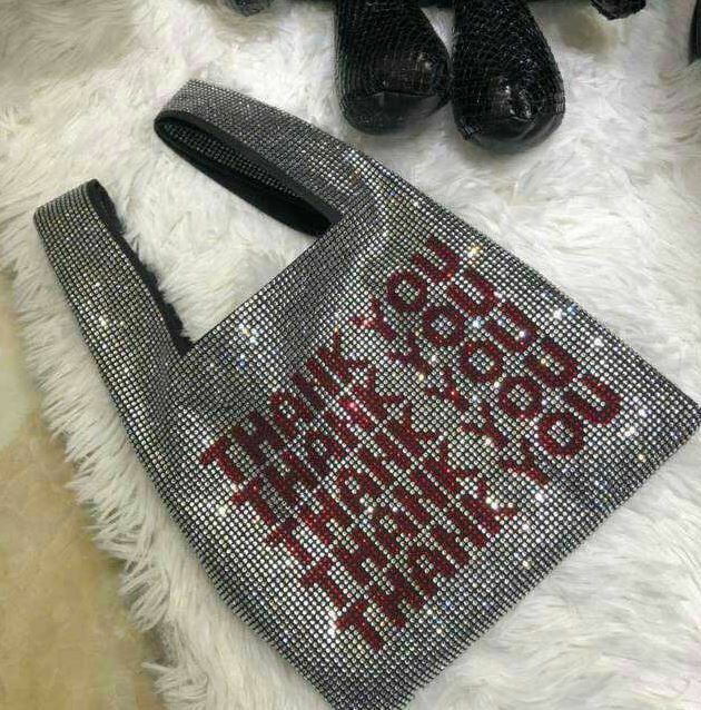 Womens Fashion Designer Crystal Mini Thank You Handbag Rhinestone Shopping Bag eBay