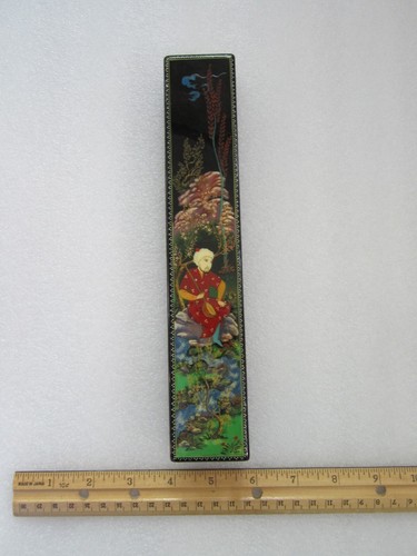 OLD SOVIET RUSSIA PALEKH HAND PAINTED ISLAMIC MOTIFS LACQUER WOOD JEWELRY BOX - Picture 13 of 17