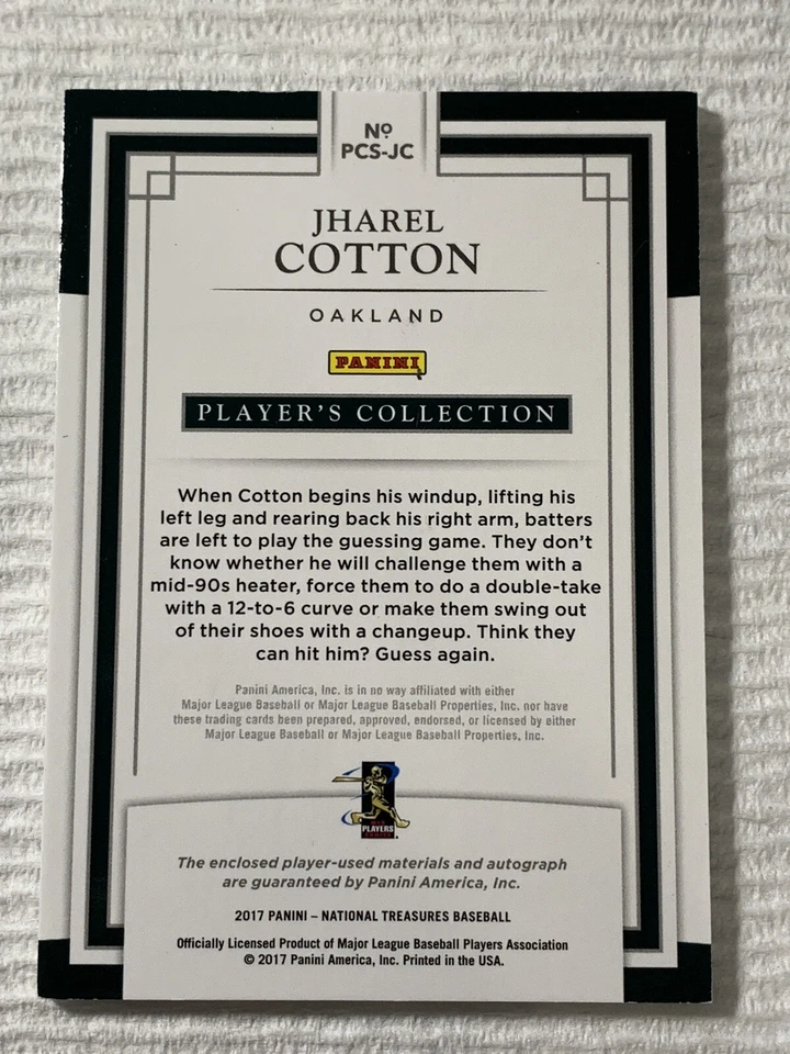 2017 Panini National Treasures 40/99 Jharel Cotton #PCS-JC RC Auto Jersey - L@@K - Image 3 of 4