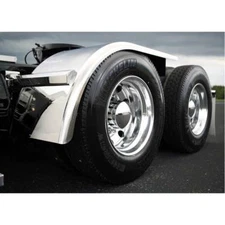 Semi Truck 60" Half Fender w Rolled Edge & Flange Stainless Steel Smooth Pair