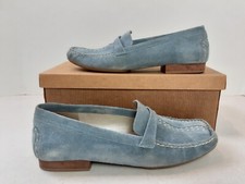 Unisa Georgia II Women Blue Suede Leather Slip on Loafers Flats Denim Size 8 Box