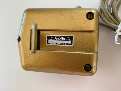 Vintage 1940s Art Deco RECORDIO Astatic M-300 Crystal Microphone Gold Untested - Zdjęcie 3 z 5