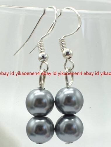Beautiful 8/10/12/14mm Multicolor Shell Pearl Dangle Silver Hook Earrings AAA - Picture 15 of 25