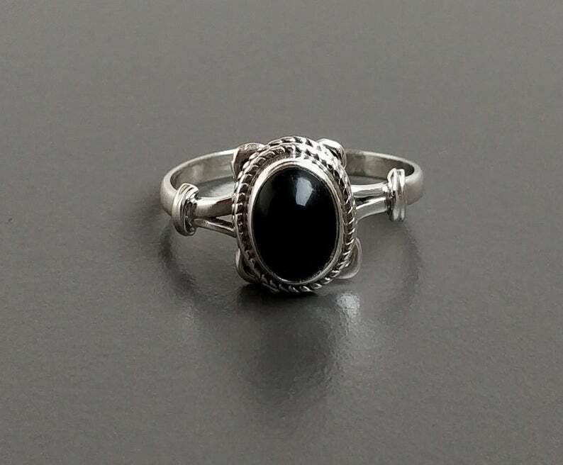 Black Onyx 925 Sterling Silver Ring Valentine Day Jewelry