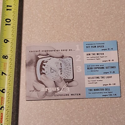 ARGUS L3 EXPOSURE METER MANUAL BOOKLET USER OWNERS 5