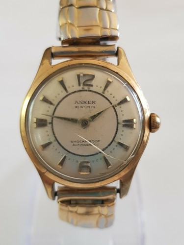 Vintage Anker 21 Rubis Gold Plated Men 