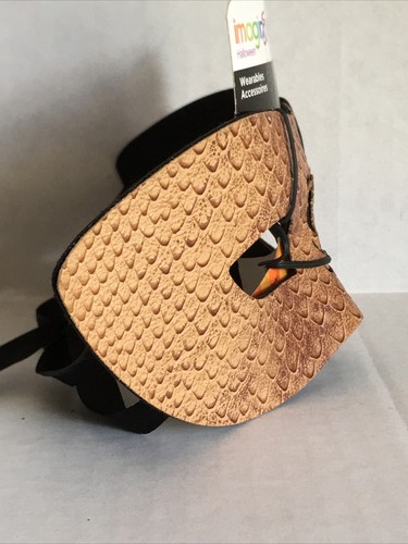 Imagin8 Halloween Eye Mask Tan Faux Leather With Ribbon Tie New - Picture 2 of 4