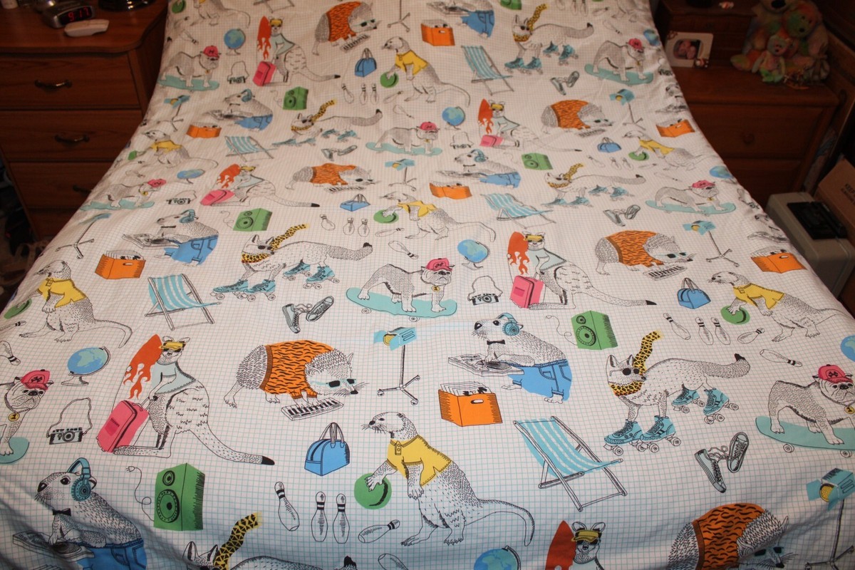 靴 DUVET vintage Grusblad® IKEA® Retro 1980s Twin Down Duvet Bed Cover Dogs Cats