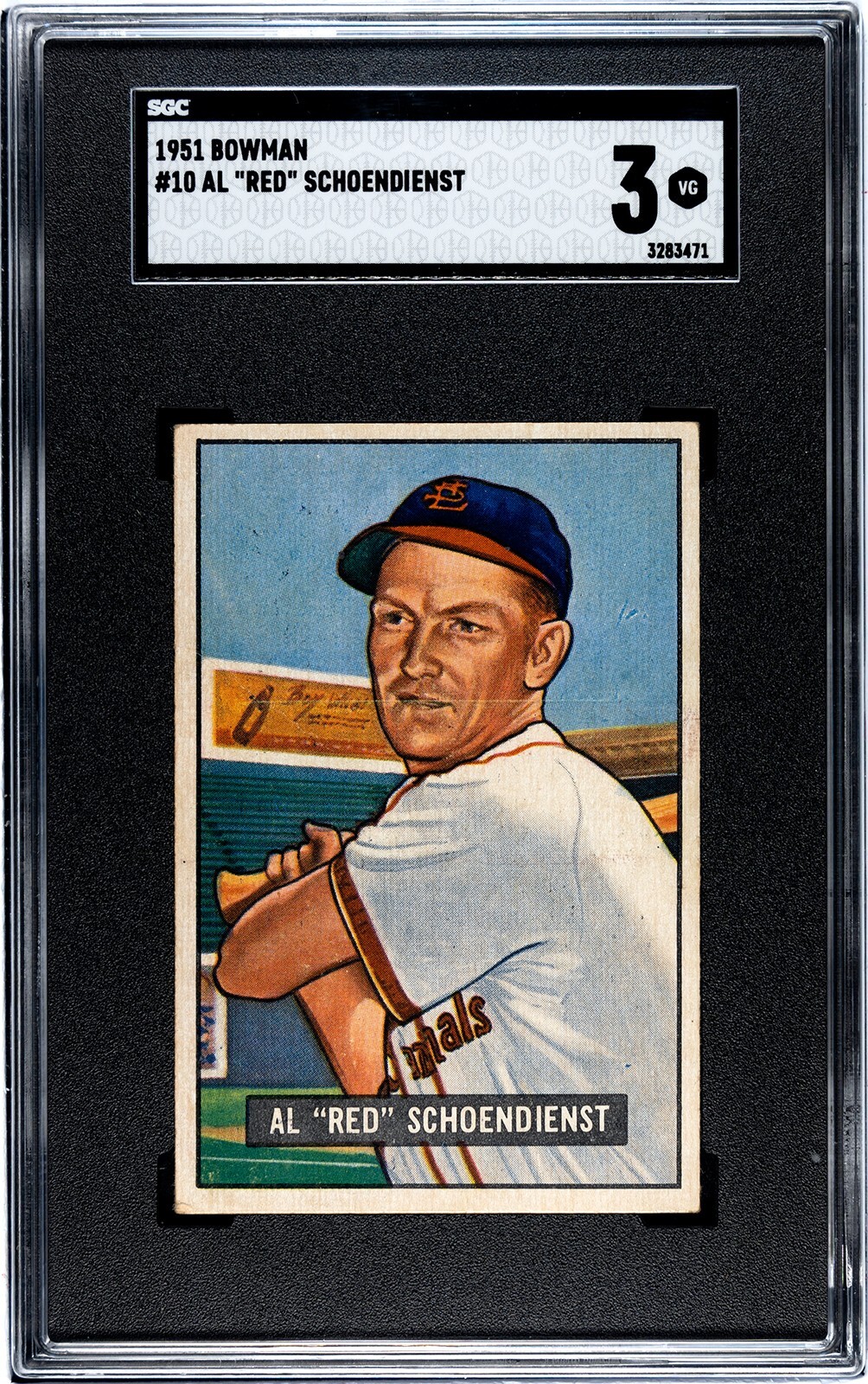 1951 Bowman RED SCHOENDIENST St. Louis Cardinals #10 SGC 3 VG Condition