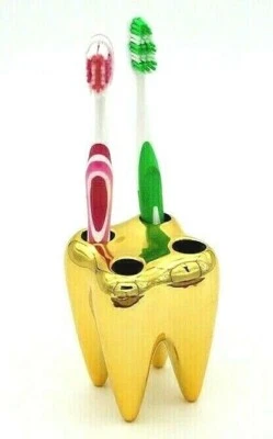 Ceramic Tooth Toothbrush Holder - Gold, Silver or White by Propoganda - Image 1 of 4