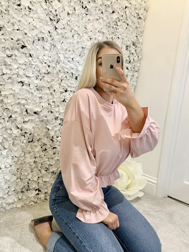 Pink Ruffle Crewneck Top - Picture 5 of 10