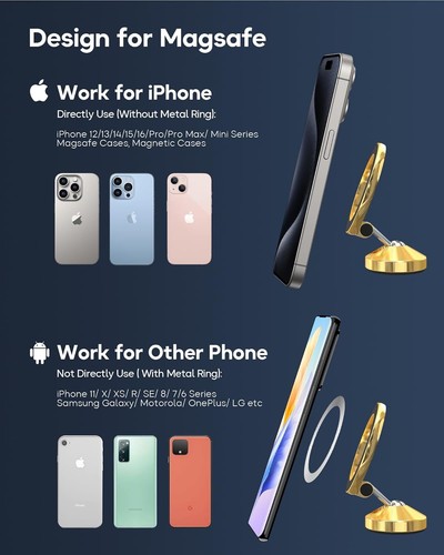2024 High End for iPhone 16 Car Mount Dashboard 360 Rotation All Metal - Picture 5 of 7