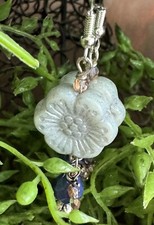 Pale Blue Czech glass Flower Earrings