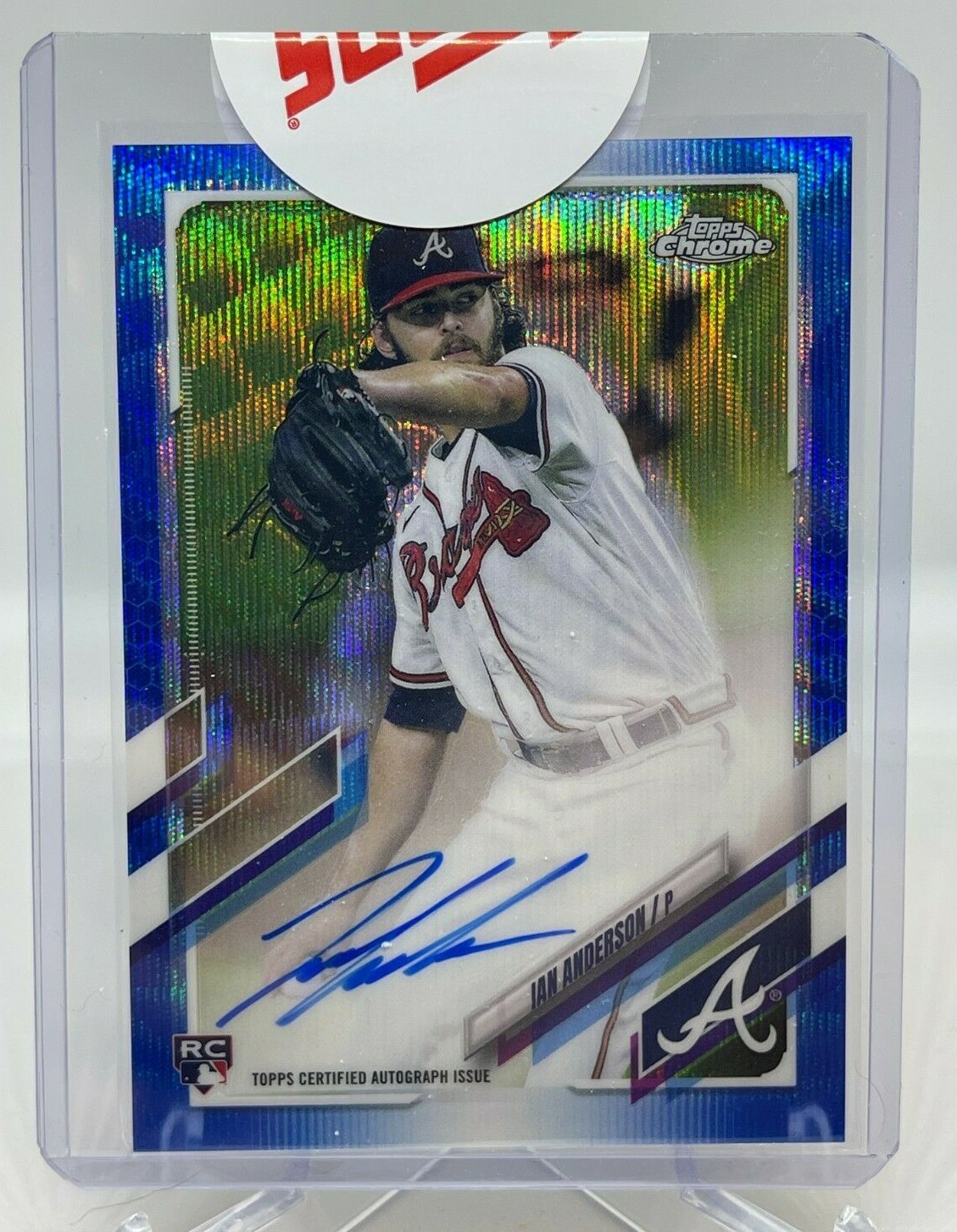 IAN ANDERSON 2021 Topps Chrome Blue Wave Auto Rookie Atlanta Braves RC /150