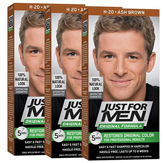 Just For Men Original Formula Restores Men's Hair Color, Ash Brown (3 Pack)